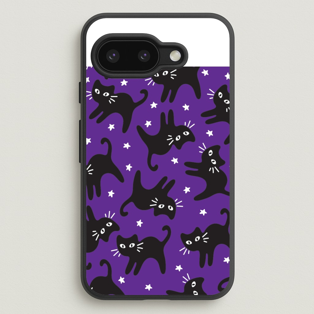 Cartoon Black Cats And Stars Pattern Phone Case