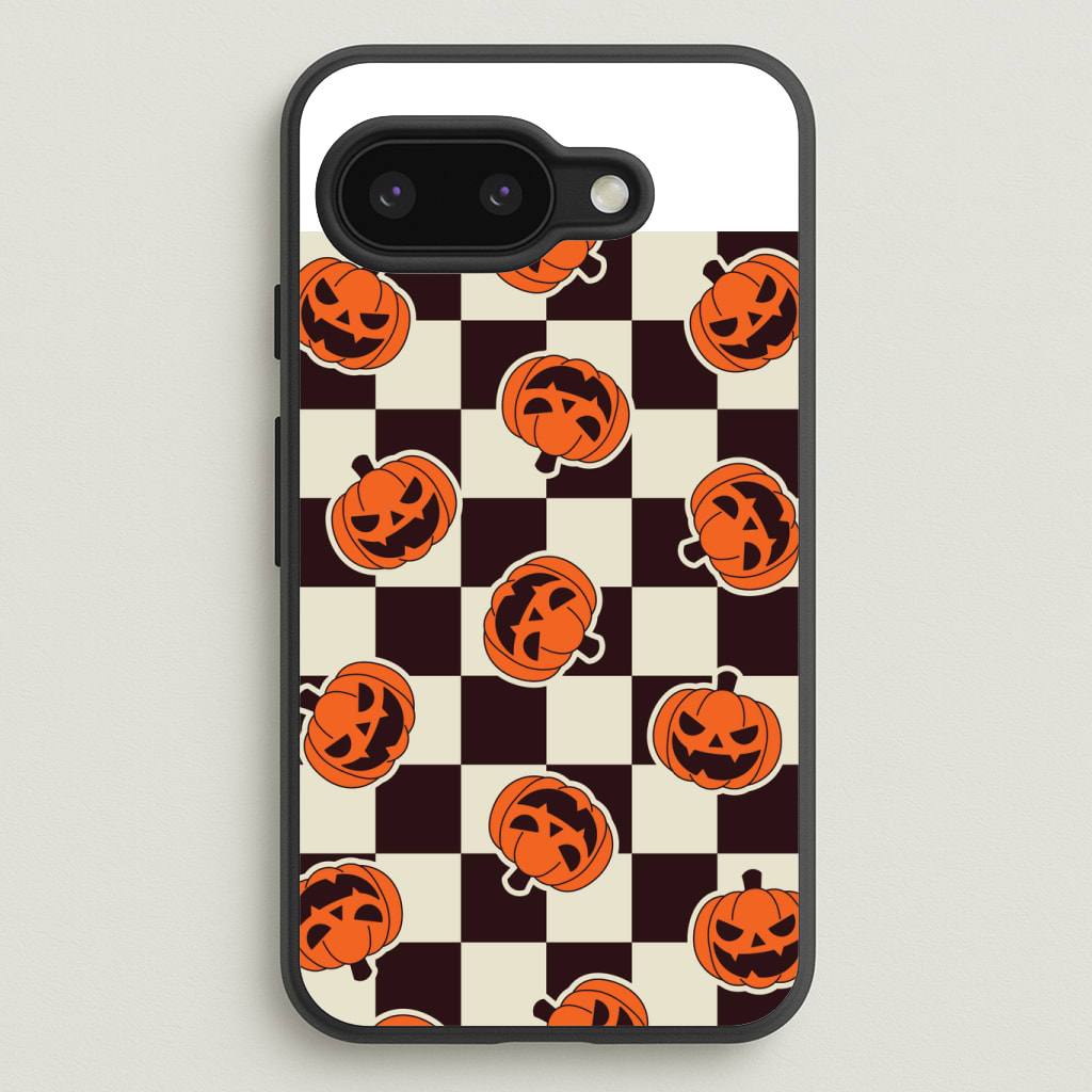 Pumpkin Stickers Checkered Pattern Phone Case