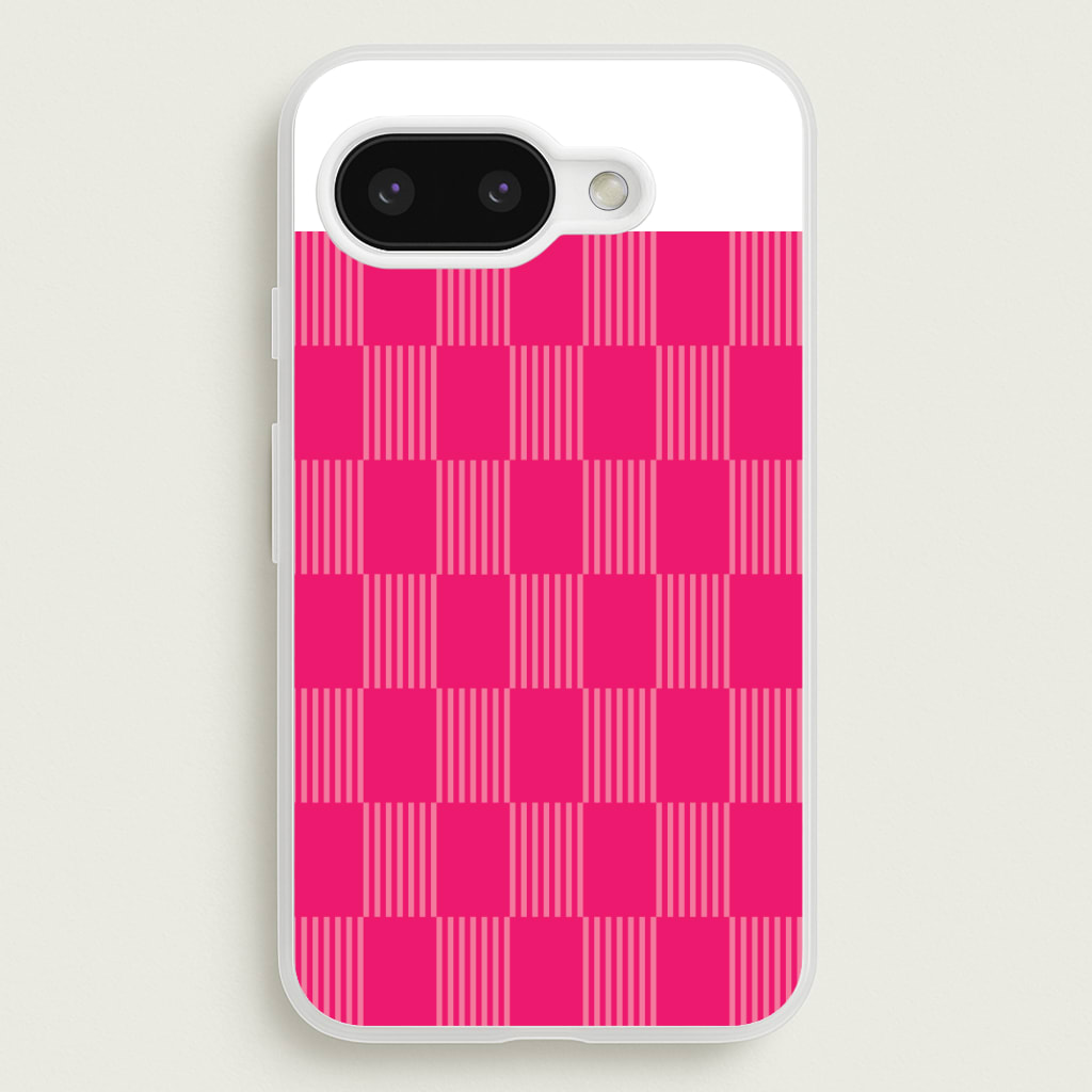 Neon Pink Checkered Abstract Pattern Phone Case