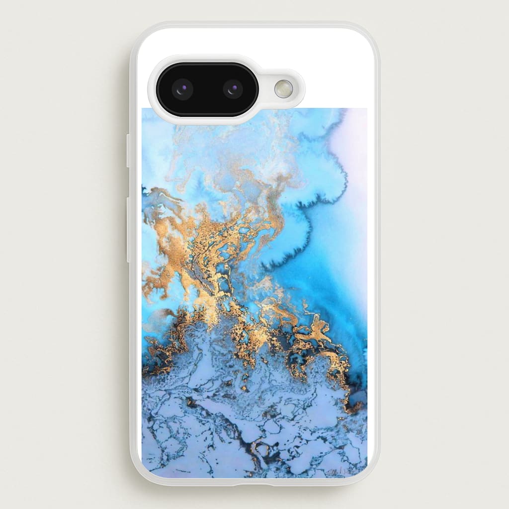 Sea Blue and Gold Marble Phone Case