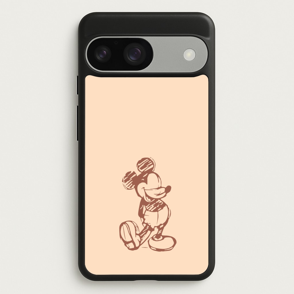 Sketched Mouse Outline Beige Phone Case