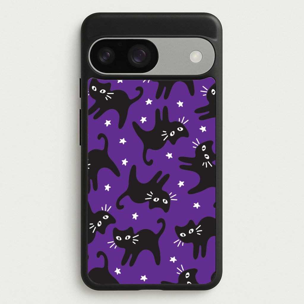 Cartoon Black Cats And Stars Pattern Phone Case