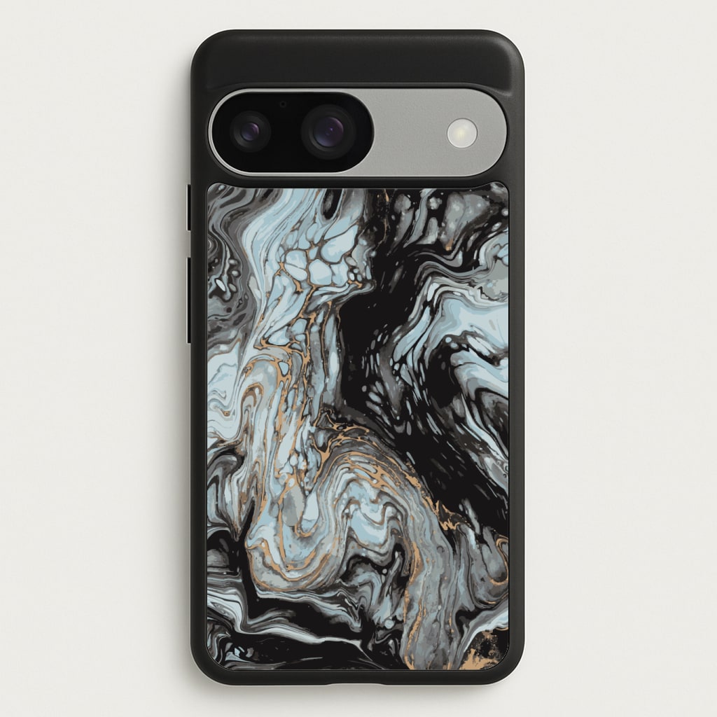 Black And Gold Cloudy Marble Phone Case