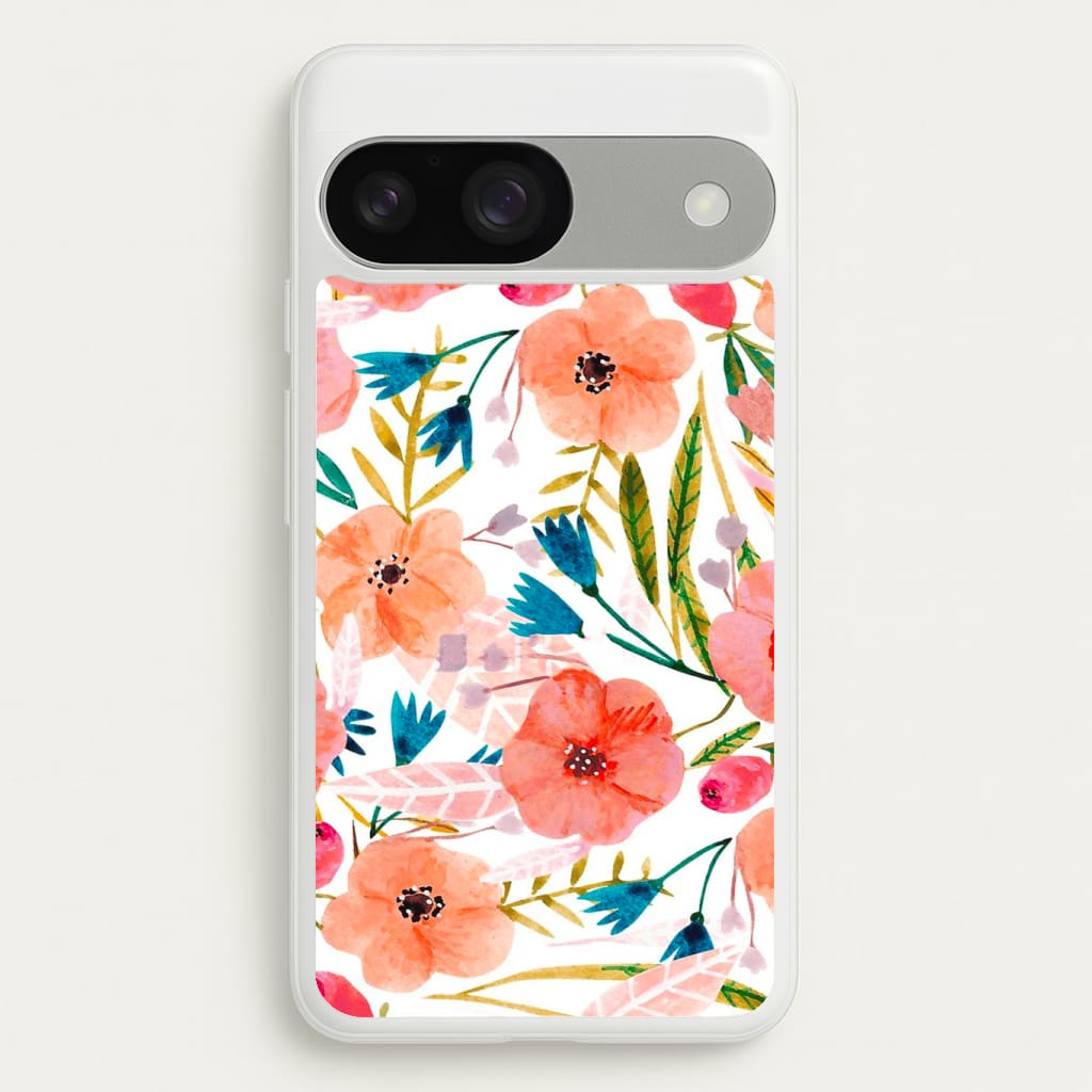 Peach Watercolour Floral Pattern Phone Case