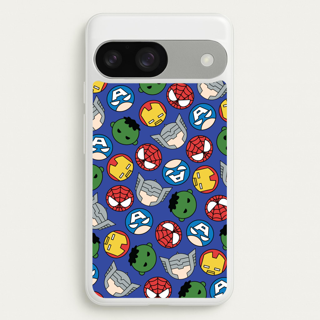 Cute Chibi Heroes Pattern Blue Phone Case