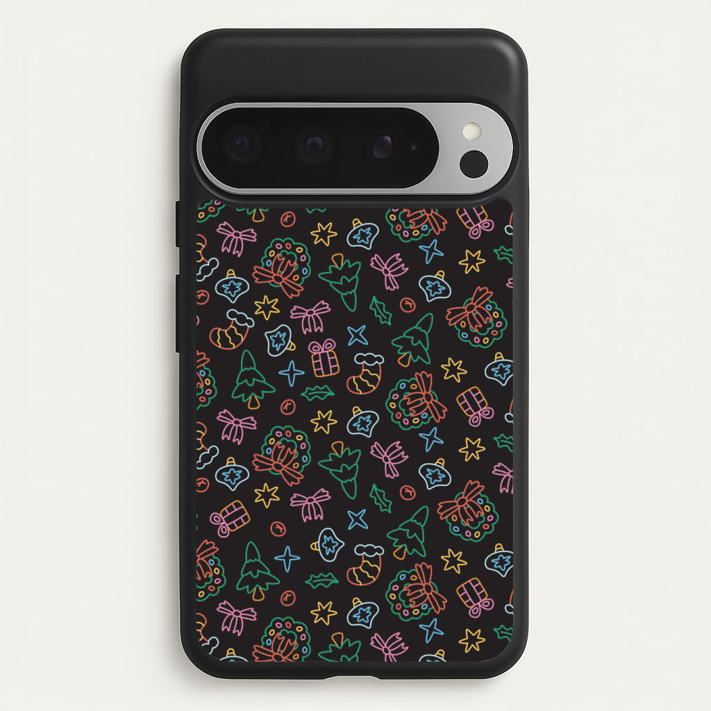 Neon Christmas Icons Pattern I Phone Case