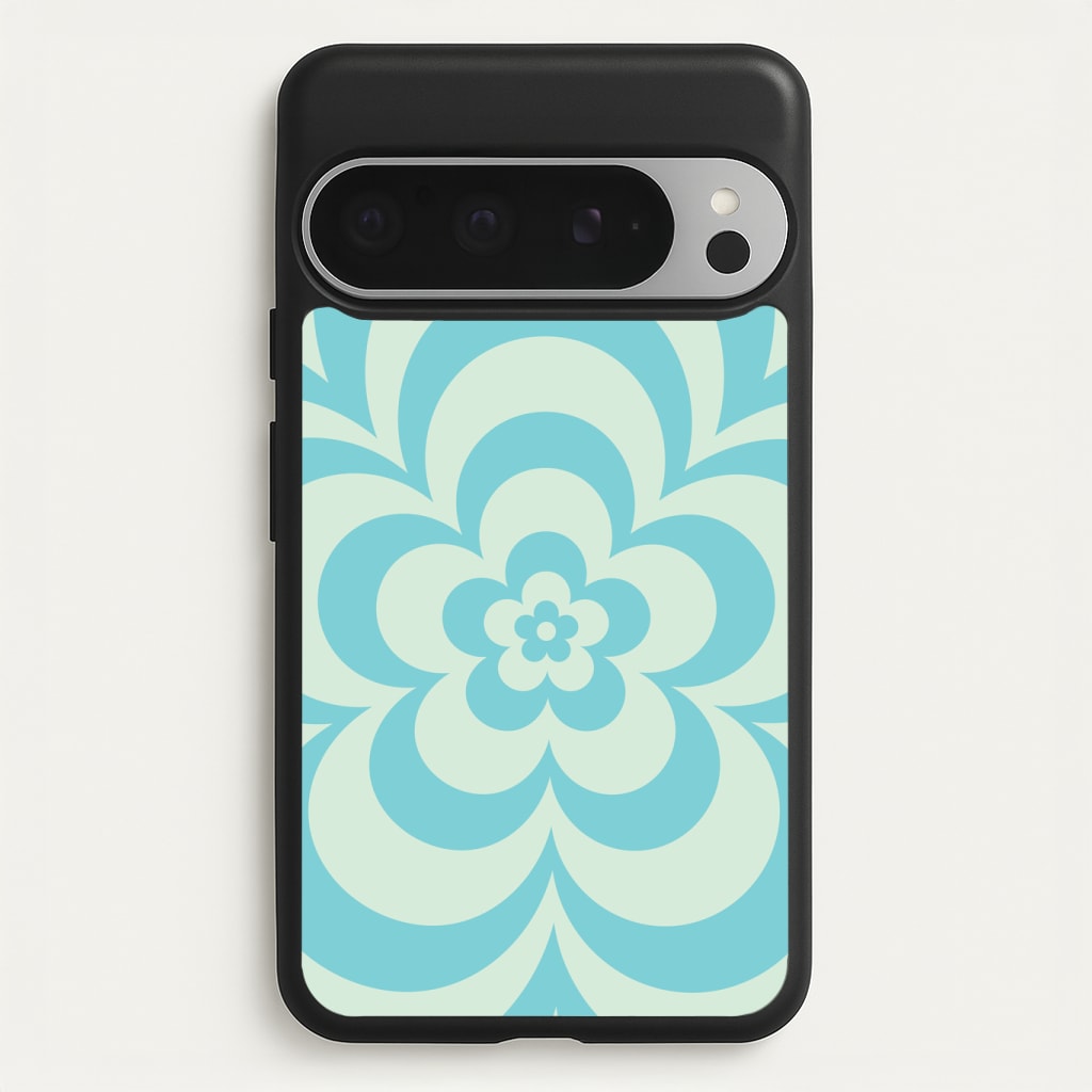 Teal Abstract Flower Pattern Phone Case
