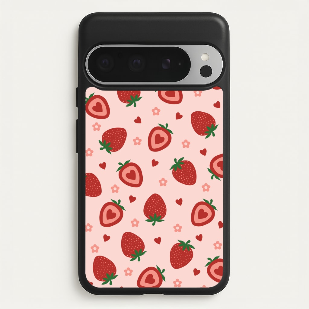 Strawberries And Hearts - Fruit Patterns Phone Case