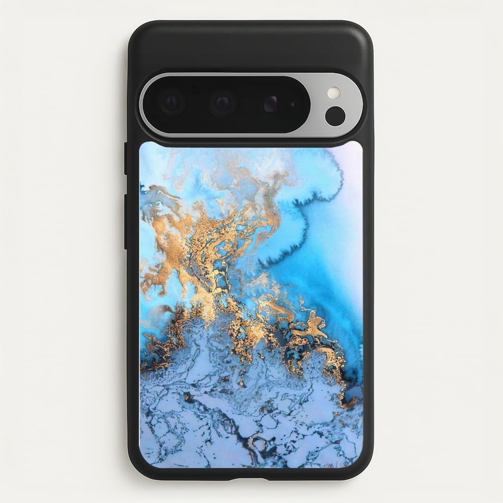 Sea Blue and Gold Marble Phone Case