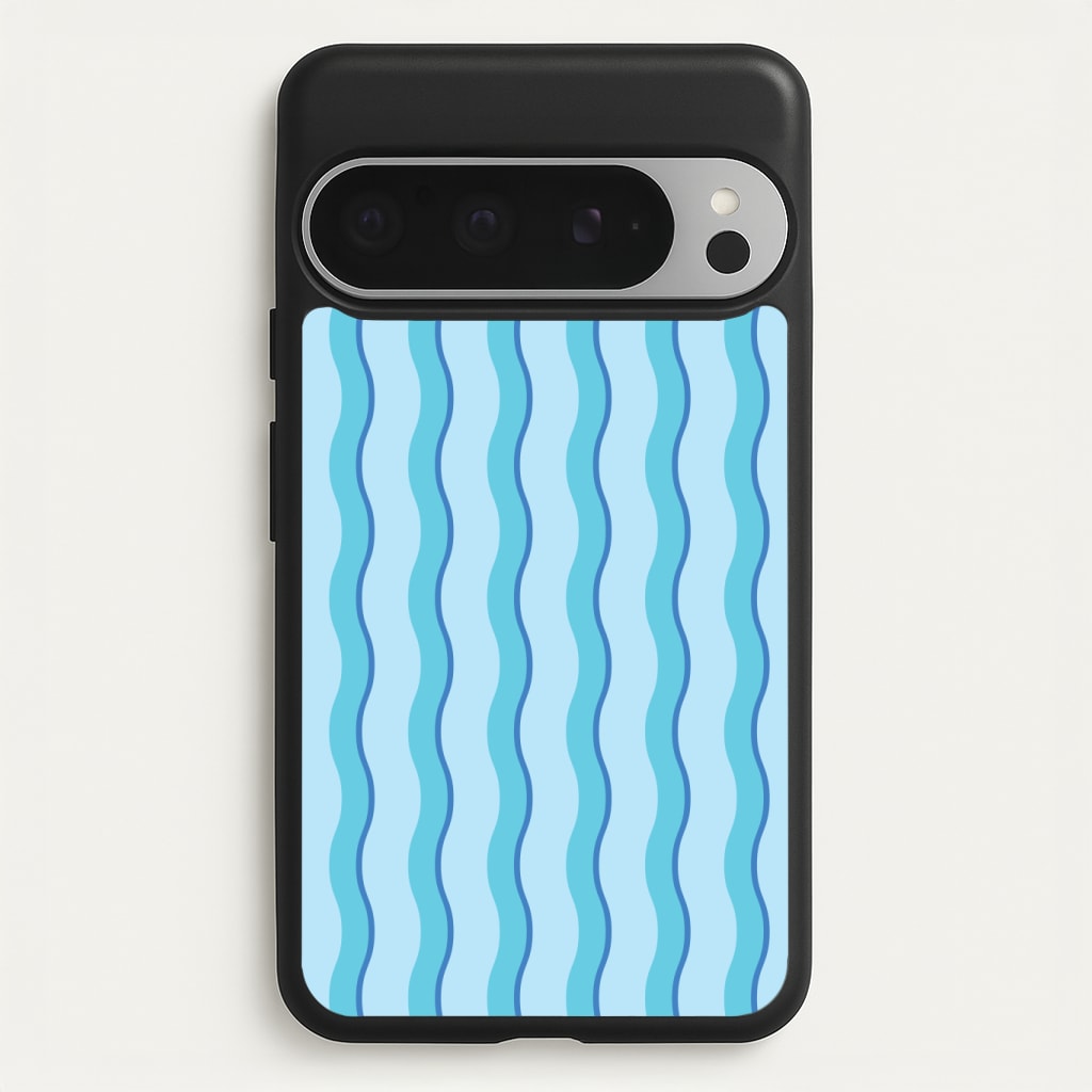 Blue Wavy Stripes Pattern Phone Case
