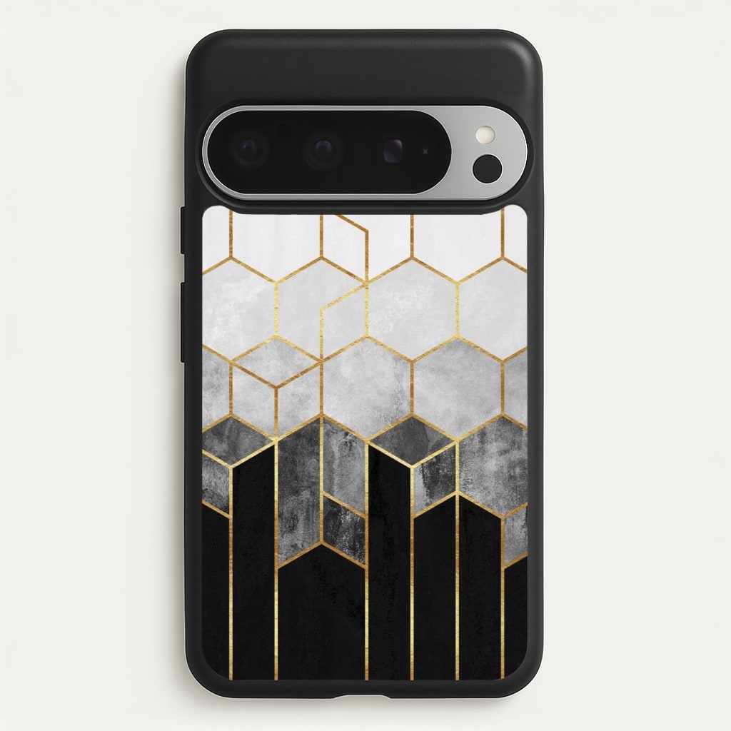 Black White & Gold Honeycomb Pattern Phone Case