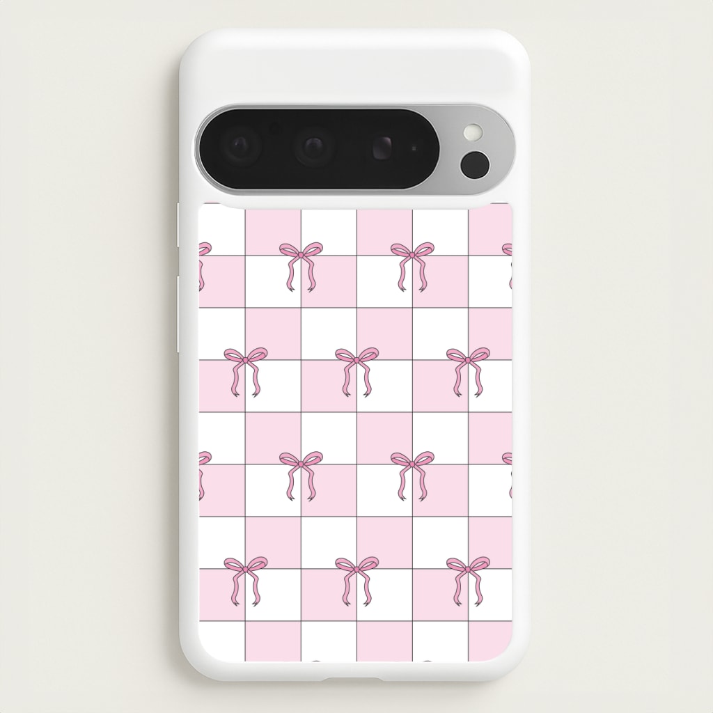 Checkered Pink Coquette Bows Phone Case