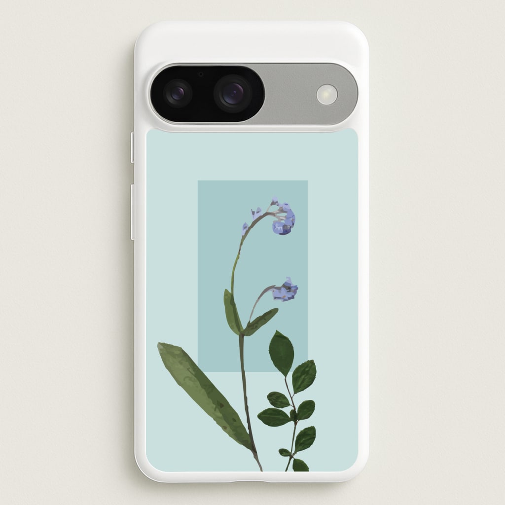 Abstract Blue Pressed Flower Phone Case