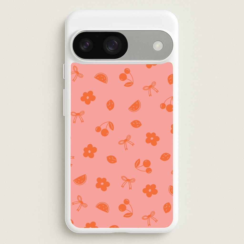 Coquette Orange Cherries Pattern Phone Case