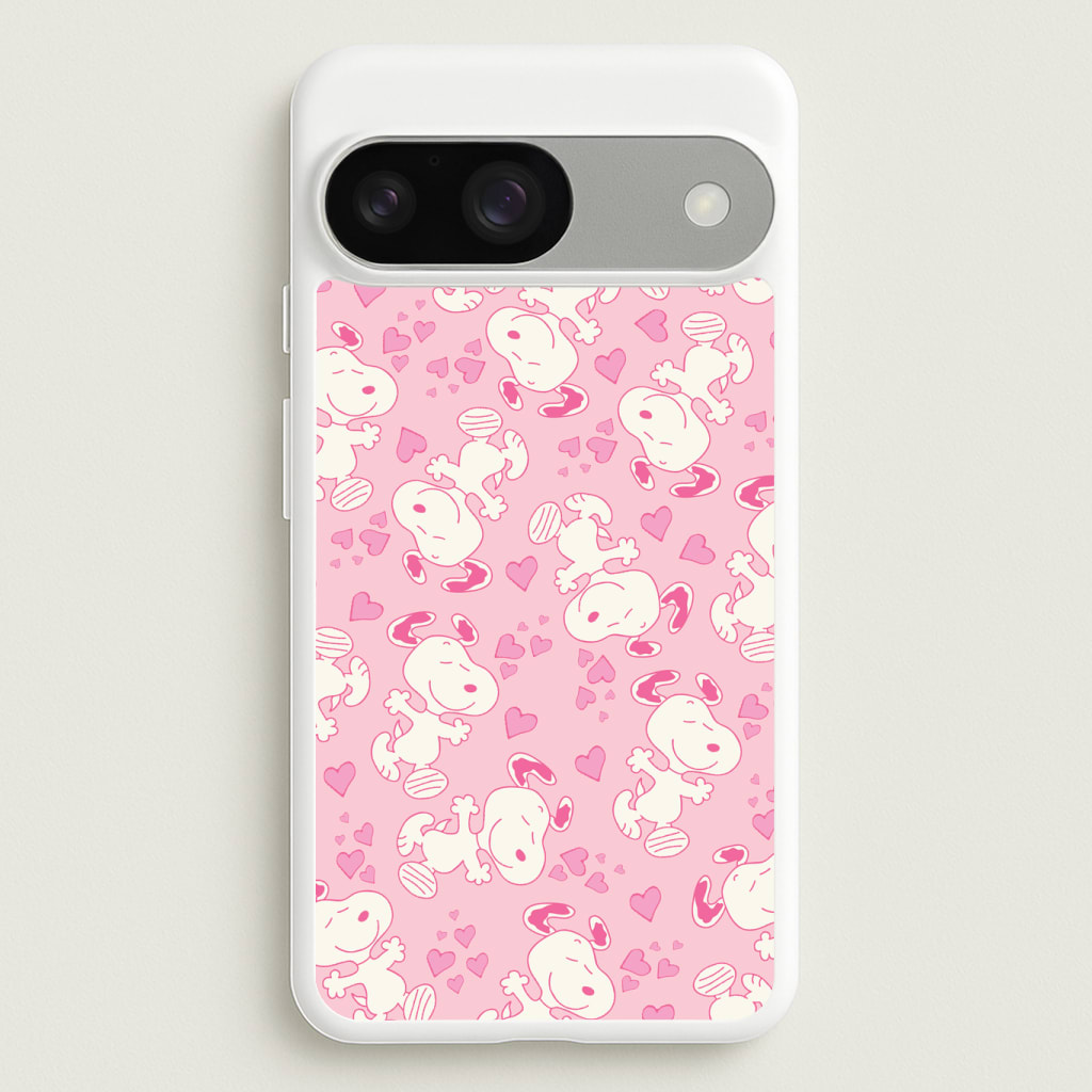 Cartoon Beagle Valentine Hearts Pattern Phone Case