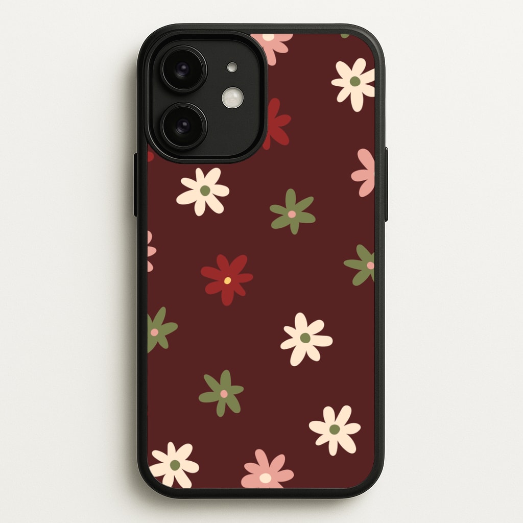 Dark Whimsical Flower Pattern Phone Case