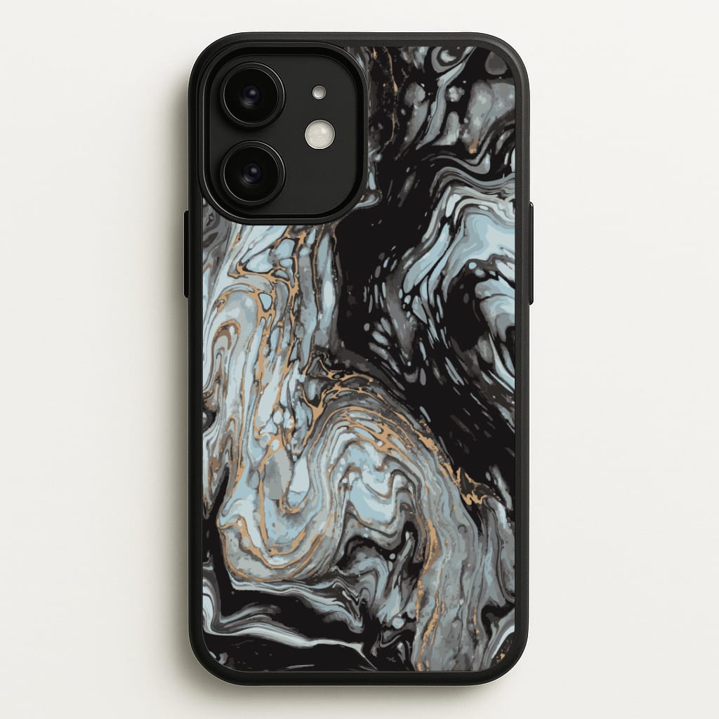 Black And Gold Cloudy Marble Phone Case