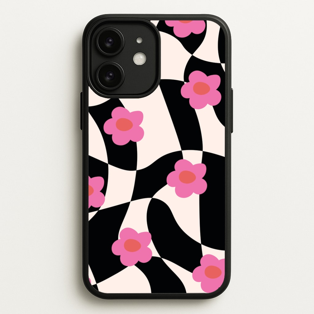 Checkboard Flowers - Trippy Patterns Phone Case