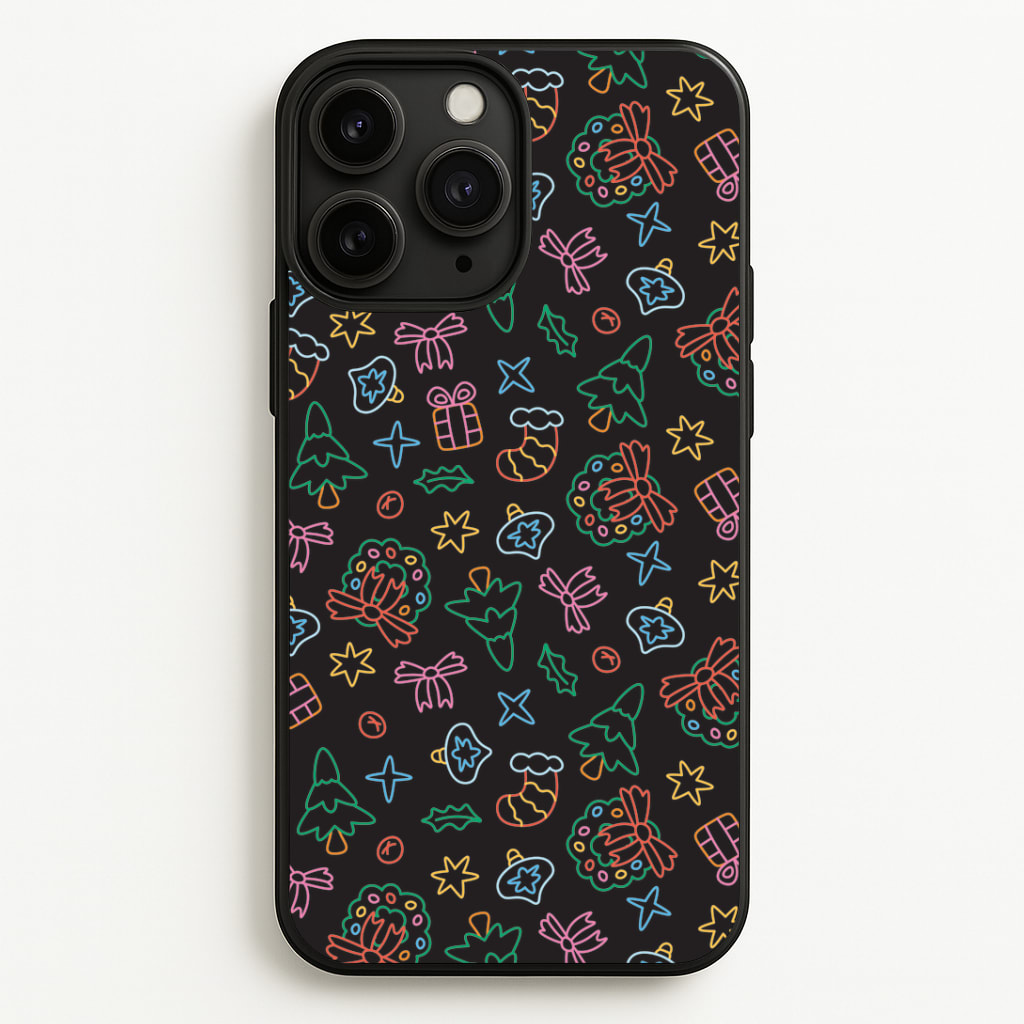 Neon Christmas Icons Pattern I Phone Case