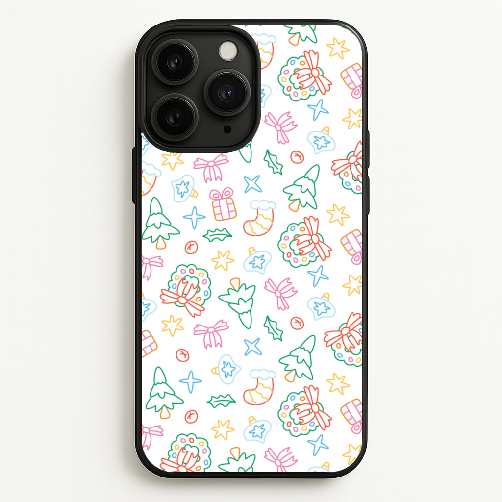 Neon Christmas Icons Pattern II Phone Case