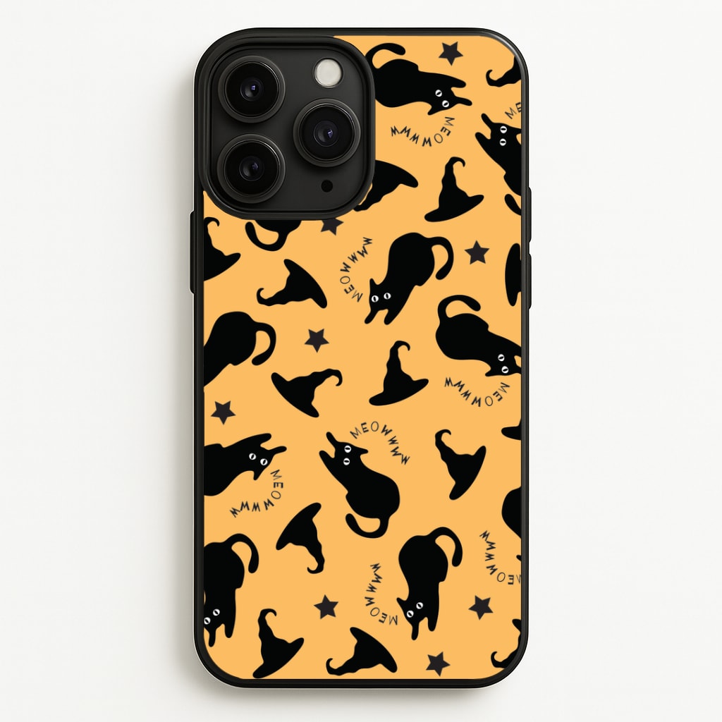 Black Cat And Hats Pattern Phone Case