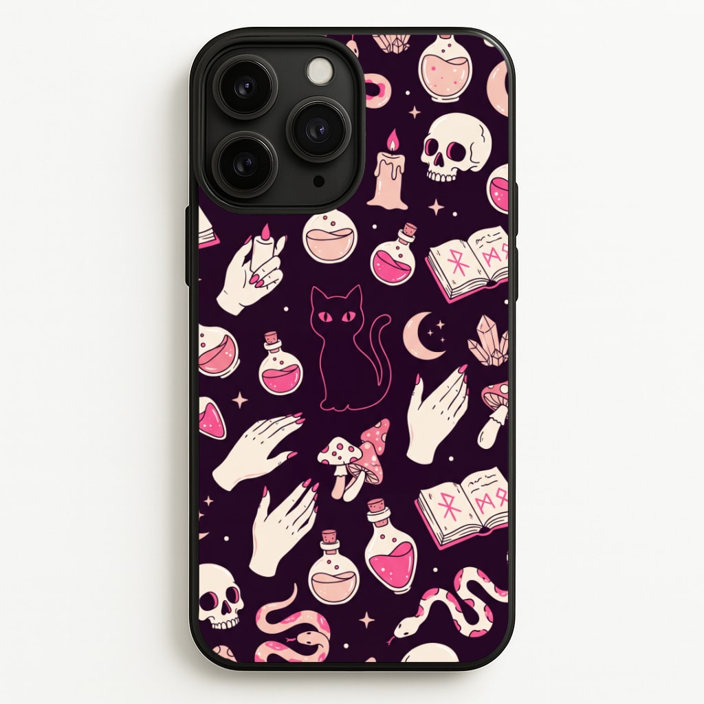 Black Witchy Doodles Phone Case