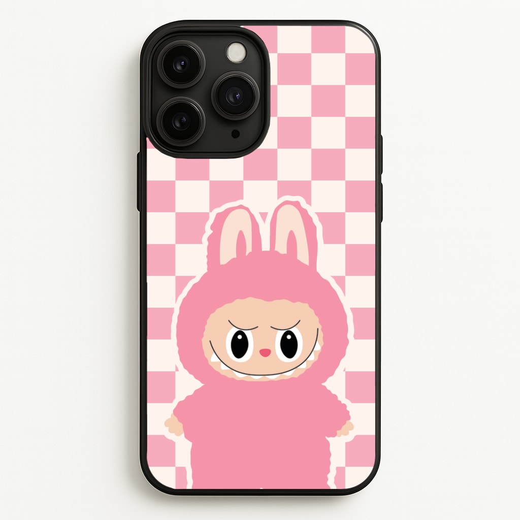 Checkered Cute Pink Monster Phone Case