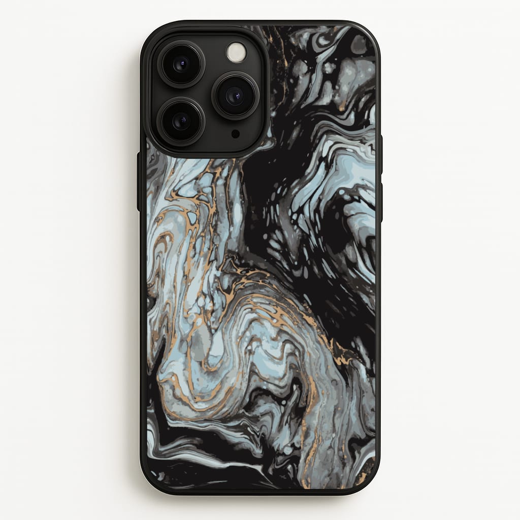 Black And Gold Cloudy Marble Phone Case