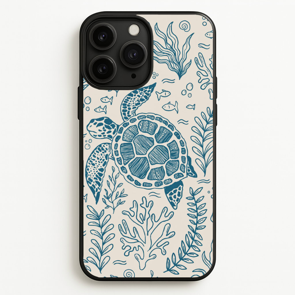 Teal Turtle Reef Phone Case