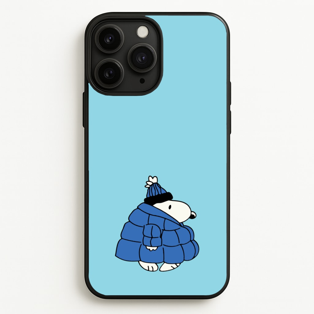 Cartoon Beagle Puffer Jacket Blue Phone Case