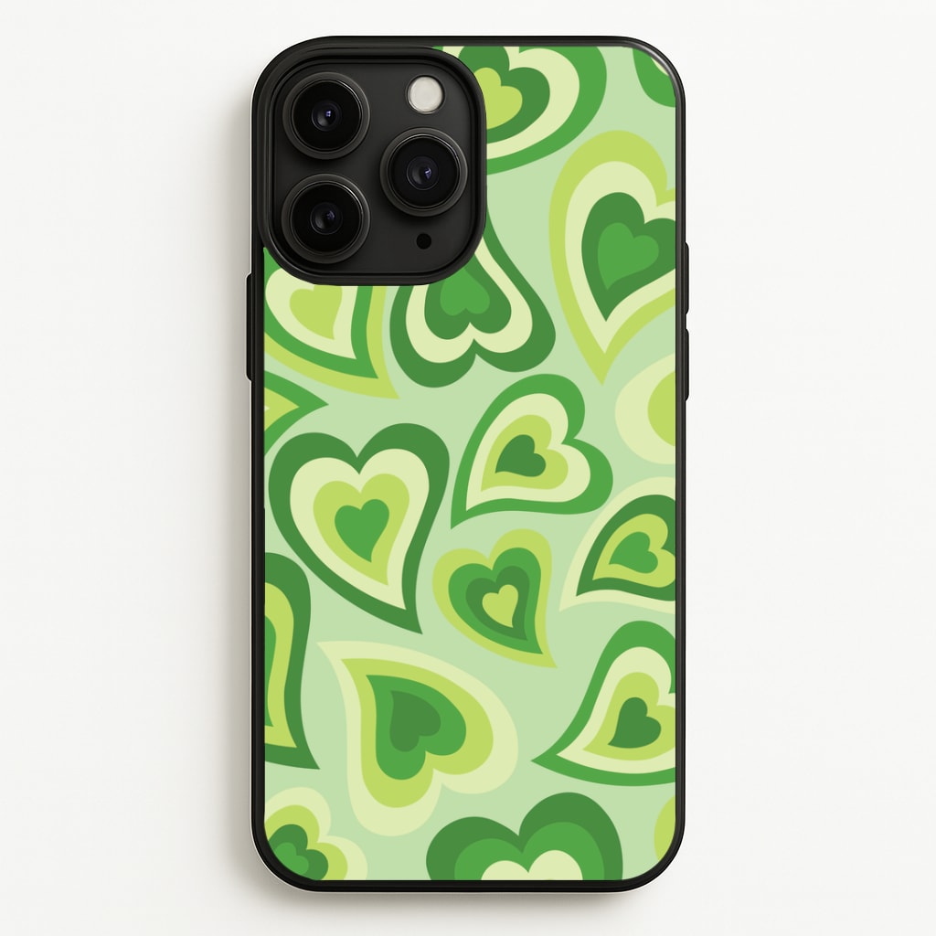 Green Hearts - Trippy Patterns Phone Case