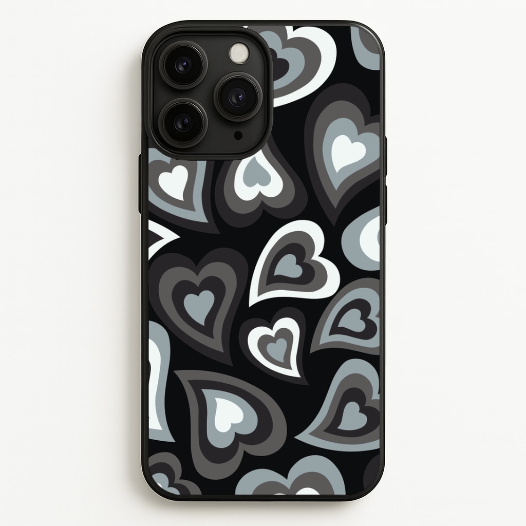 Black Hearts - Trippy Patterns Phone Case