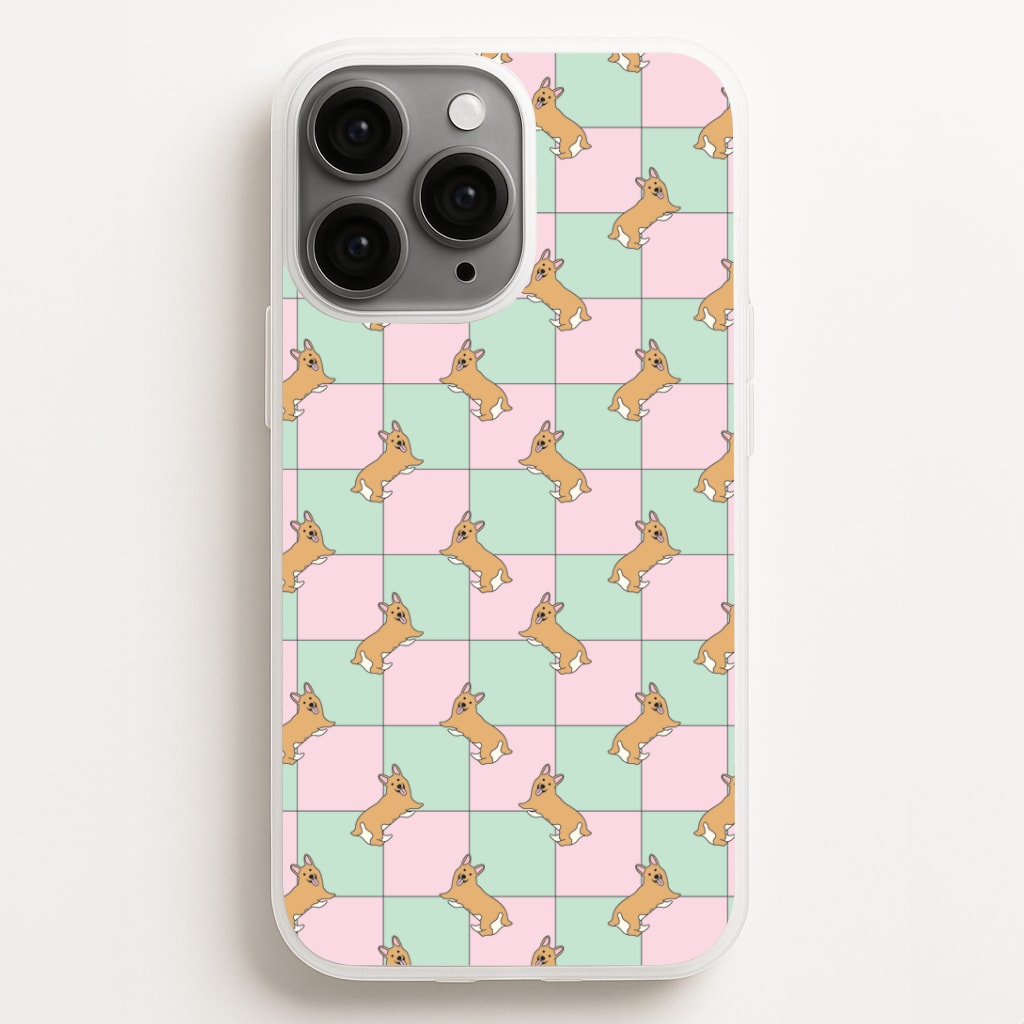 Checkered Corgis Pattern Phone Case