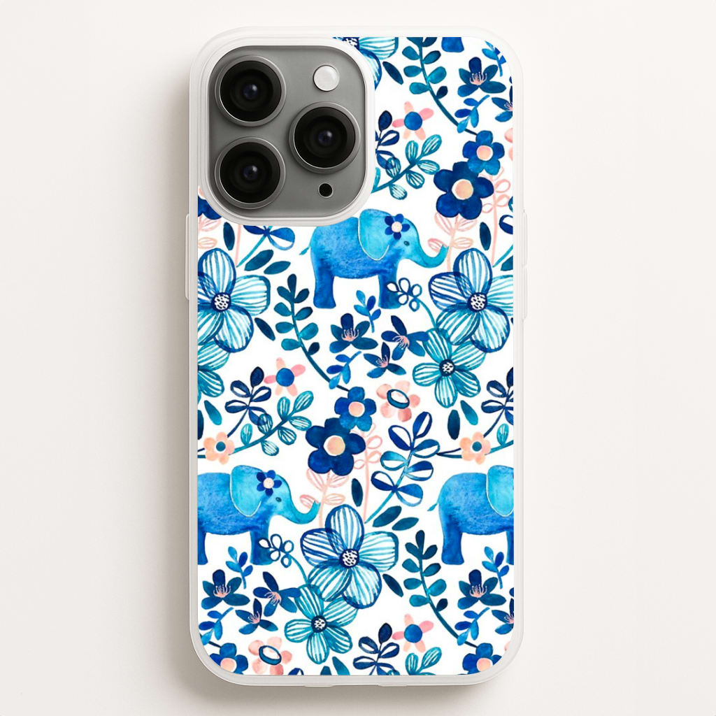 Elephant and Floral Pattern Phone Case