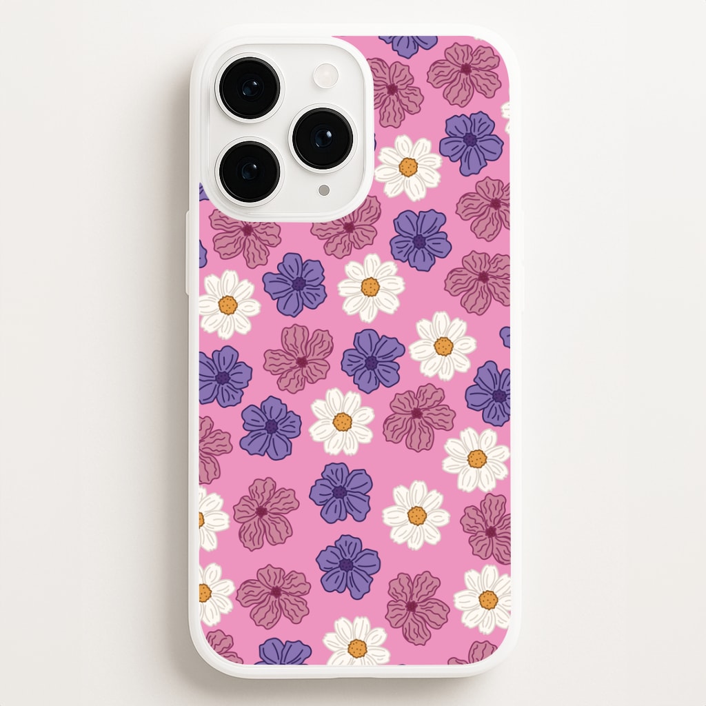 Pink, Purple And White Flowers - Floral Patterns Phone Case