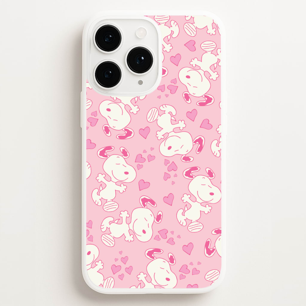 Cartoon Beagle Valentine Hearts Pattern Phone Case