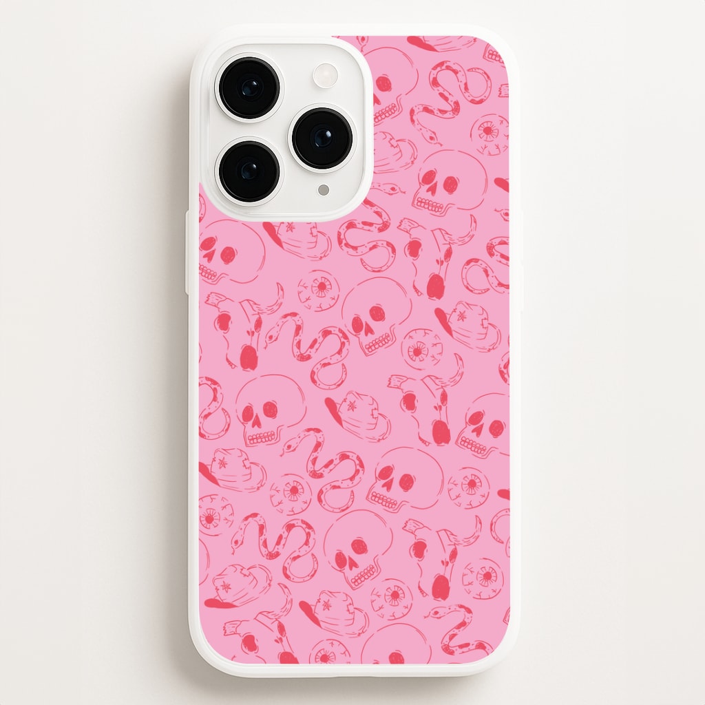 Pink Snakes And Skulls - Western Phone Case