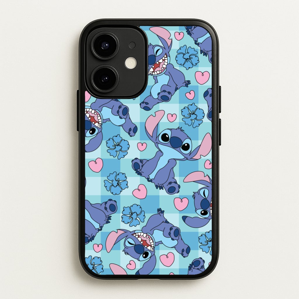 Blue Alien And Hearts Pattern Phone Case