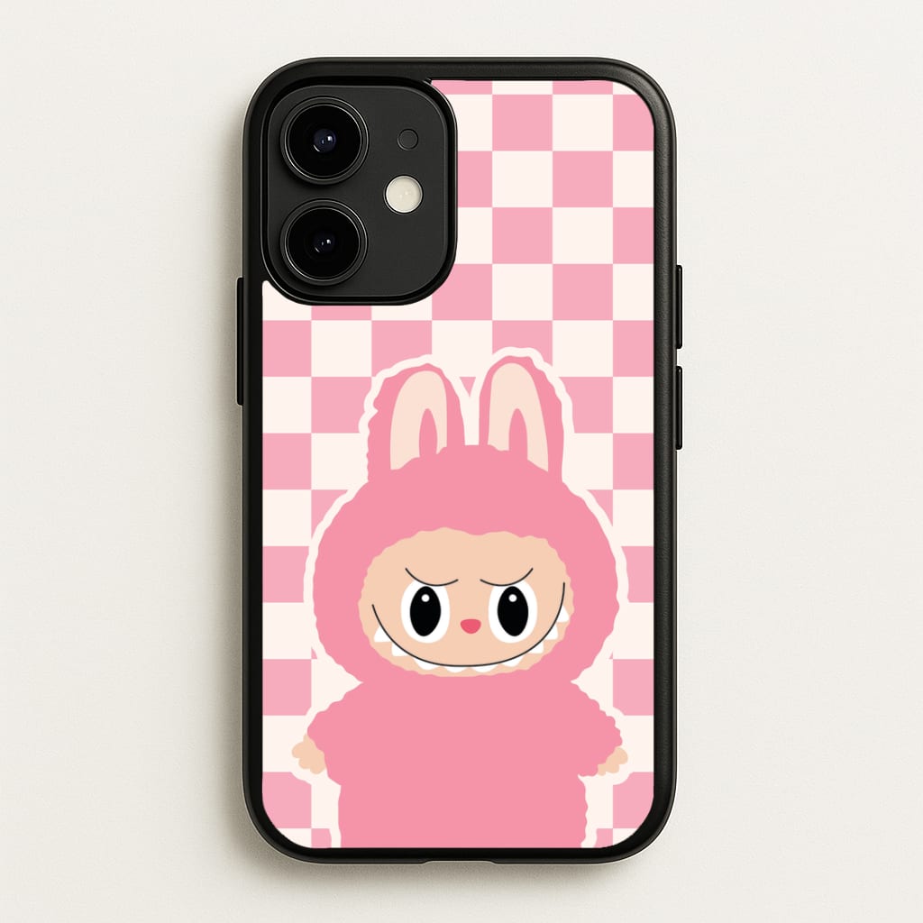 Checkered Cute Pink Monster Phone Case