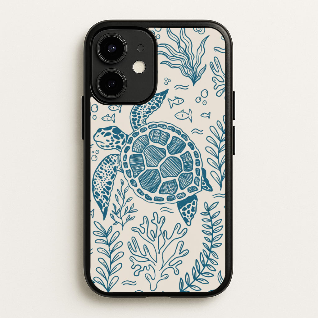 Teal Turtle Reef Phone Case