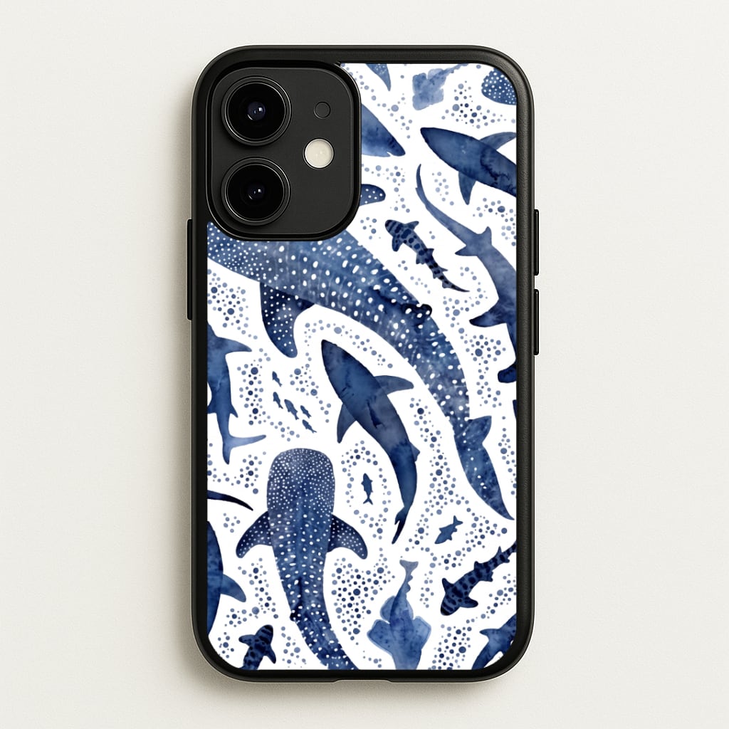 Indigo Watercolour Sharks Phone Case
