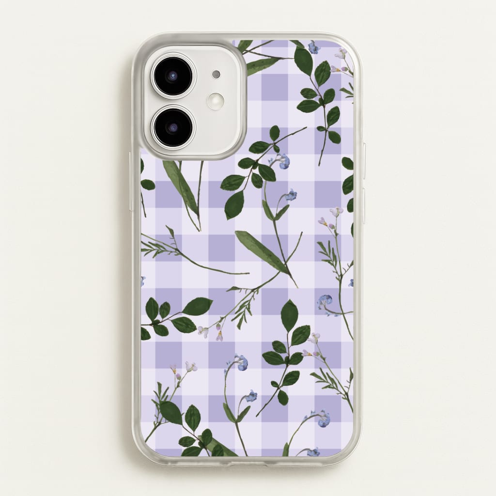 Checkered Pressed Flowers Pattern Phone Case