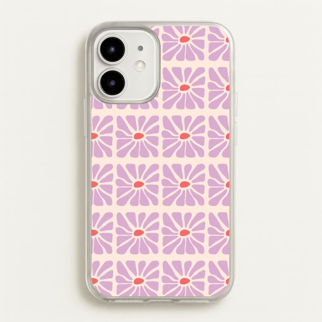 Square Abstract Flowers Mauve Phone Case