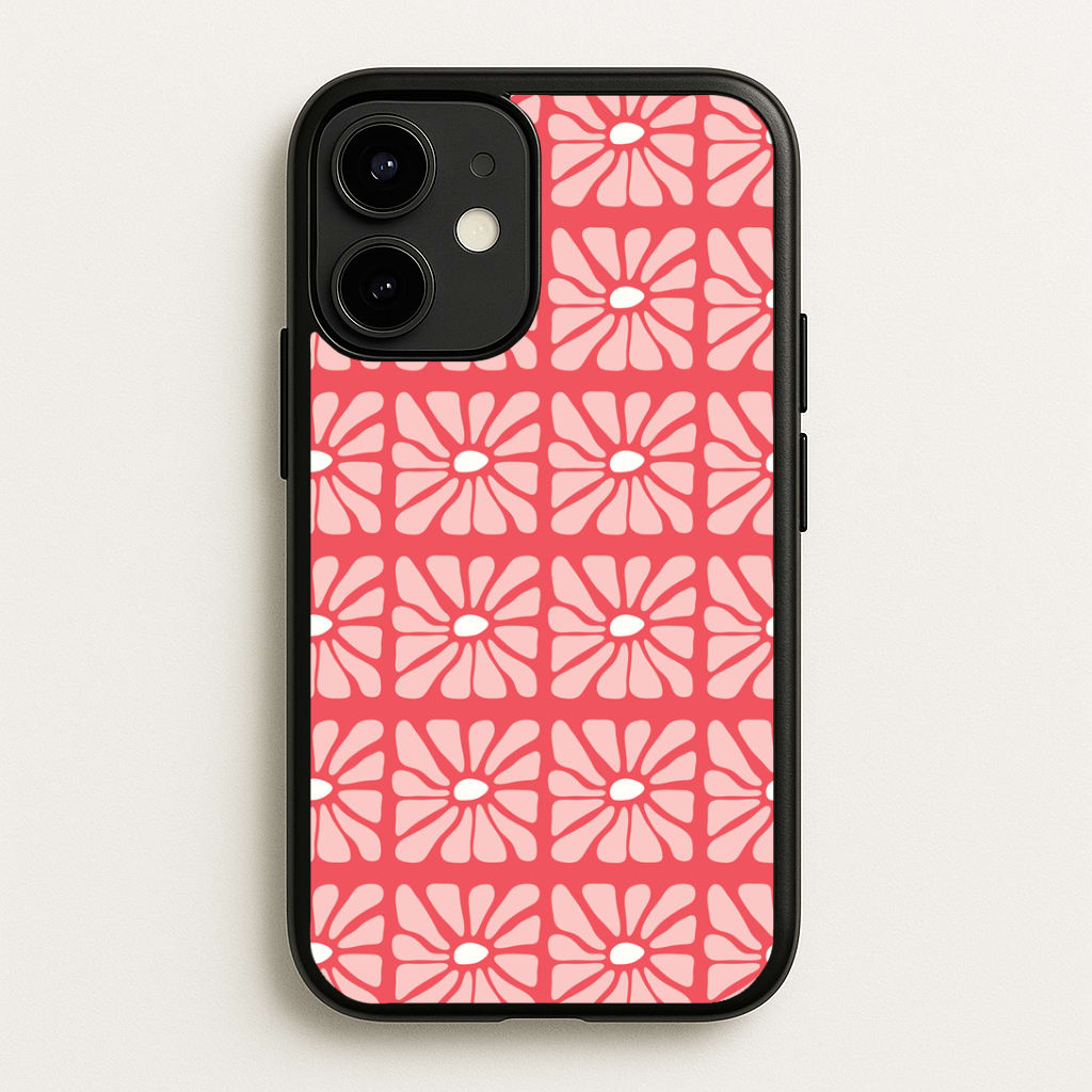 Square Abstract Flowers Pink Phone Case