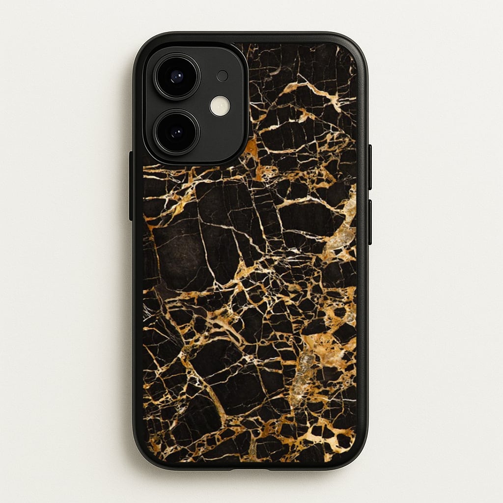 Black & Gold Marble Pattern Phone Case
