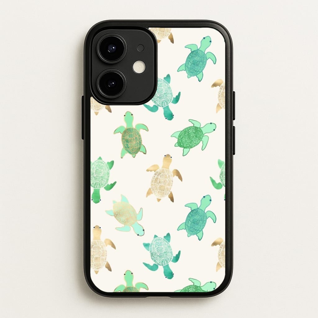 Gilded Jade & Mint Turtles Phone Case