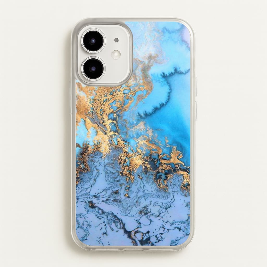Sea Blue and Gold Marble Phone Case