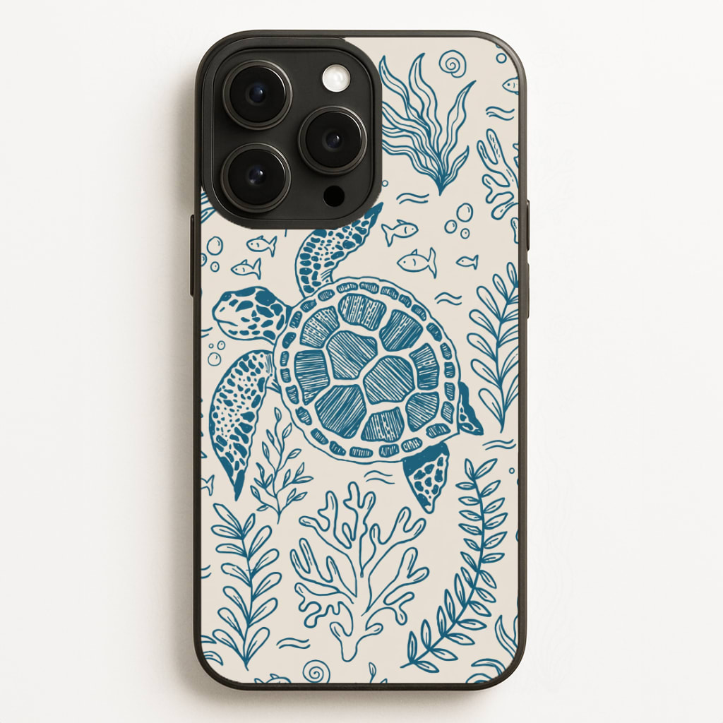 Teal Turtle Reef Phone Case