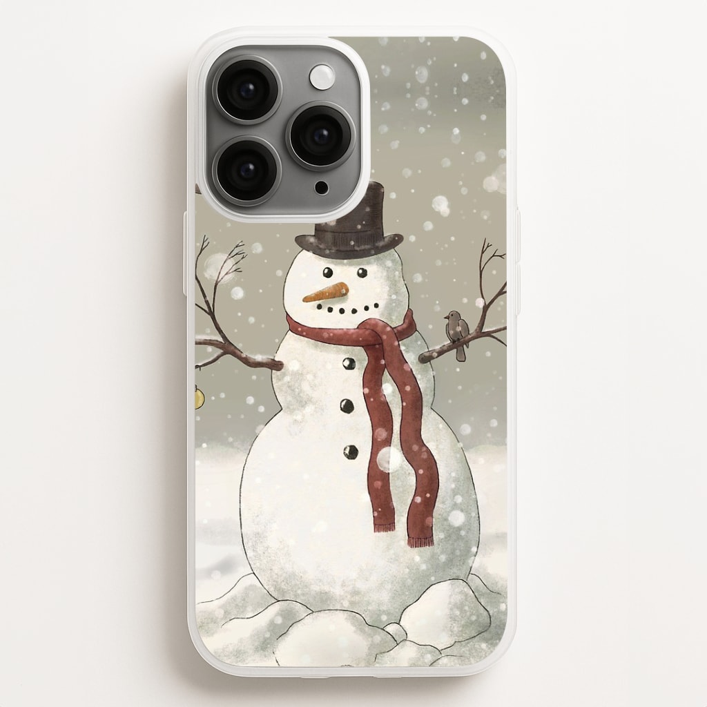 Christmas Snowman Drawing Phone Case