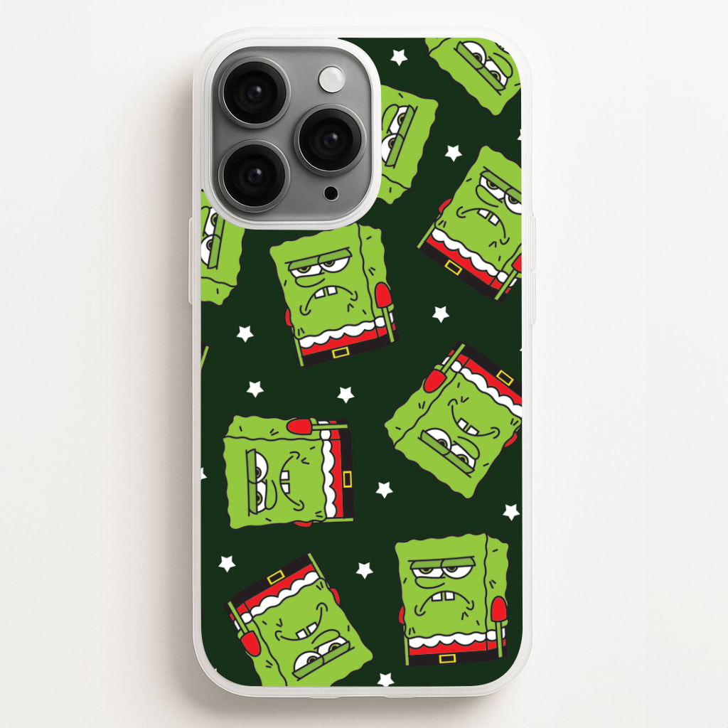 Grumpy Christmas Cartoon Sponge Pattern Phone Case